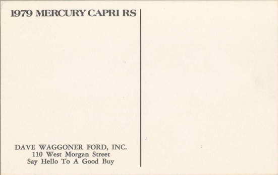 79 Mercury Capri Rs. ascMcLarenCoupe.com, Postcards